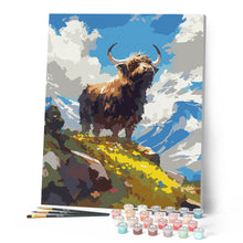 Laden Sie das Bild in den Galerie-Viewer, Highland Cow Alpenblick