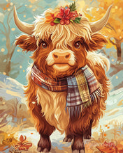 Laden Sie das Bild in den Galerie-Viewer, Malen nach Zahlen Figured'Art – Highland Cow Herbstzauber