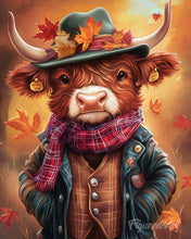 Laden Sie das Bild in den Galerie-Viewer, Malen nach Zahlen Figured'Art – Highland Cow Vintage-Stil
