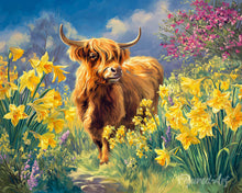 Laden Sie das Bild in den Galerie-Viewer, Malen nach Zahlen Figured'Art – Highland Cow und Narzissen