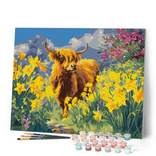 Laden Sie das Bild in den Galerie-Viewer, Highland Cow und Narzissen