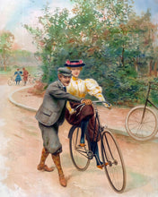 Laden Sie das Bild in den Galerie-Viewer, Malen nach Zahlen Figured'Art – Romantische Fahrradstunde Vintage-Gemälde