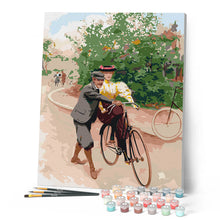 Laden Sie das Bild in den Galerie-Viewer, Romantische Fahrradstunde Vintage-Gemälde
