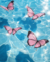 Laden Sie das Bild in den Galerie-Viewer, Malen nach Zahlen Figured'Art – Rosa Schmetterlinge auf dem Wasser