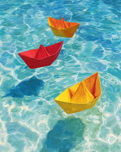 Laden Sie das Bild in den Galerie-Viewer, Malen nach Zahlen Figured'Art – Origami-Boote auf Blau