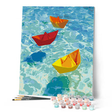 Laden Sie das Bild in den Galerie-Viewer, Origami-Boote auf Blau