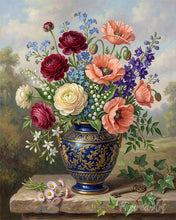 Laden Sie das Bild in den Galerie-Viewer, Malen nach Zahlen Figured'Art – Blumen in blauer Vase