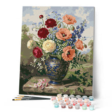Laden Sie das Bild in den Galerie-Viewer, Blumen in blauer Vase