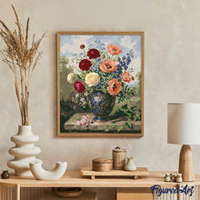 Laden Sie das Bild in den Galerie-Viewer, Blumen in blauer Vase