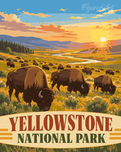 Laden Sie das Bild in den Galerie-Viewer, Malen nach Zahlen Figured'Art – Yellowstone-Nationalpark, Bisons im Lamar Valley - Wyoming