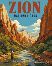 Laden Sie das Bild in den Galerie-Viewer, Malen nach Zahlen Figured'Art – Zion-Nationalpark, Virgin Rivers - Utah