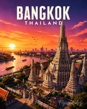 Laden Sie das Bild in den Galerie-Viewer, Malen nach Zahlen Figured'Art – Reiseposter Bangkok, Tempel der Morgenröte