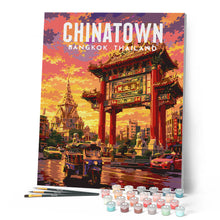 Laden Sie das Bild in den Galerie-Viewer, Reiseposter Bangkok, Lichter von Chinatown