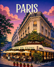 Laden Sie das Bild in den Galerie-Viewer, Malen nach Zahlen Figured'Art – Reiseposter Café de Flore