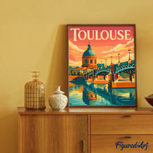 Laden Sie das Bild in den Galerie-Viewer, Reiseposter Toulouse Kanalbrücke