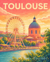 Laden Sie das Bild in den Galerie-Viewer, Malen nach Zahlen Figured'Art – Reiseposter Toulouse Riesenrad