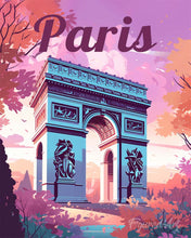 Laden Sie das Bild in den Galerie-Viewer, Malen nach Zahlen Figured'Art – Reiseposter Triumphbogen Paris