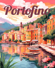 Laden Sie das Bild in den Galerie-Viewer, Malen nach Zahlen Figured'Art – Reiseposter Hafen von Portofino