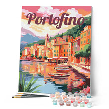 Laden Sie das Bild in den Galerie-Viewer, Reiseposter Hafen von Portofino