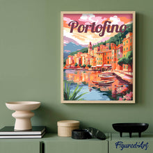 Laden Sie das Bild in den Galerie-Viewer, Reiseposter Hafen von Portofino