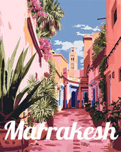 Laden Sie das Bild in den Galerie-Viewer, Malen nach Zahlen Figured'Art – Reiseposter Marrakesch Altstadt