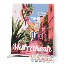 Laden Sie das Bild in den Galerie-Viewer, Reiseposter Marrakesch Altstadt