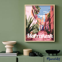 Laden Sie das Bild in den Galerie-Viewer, Reiseposter Marrakesch Altstadt