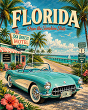 Laden Sie das Bild in den Galerie-Viewer, Malen nach Zahlen Figured'Art – Vintage-Poster Florida - Drive the Sunshine State