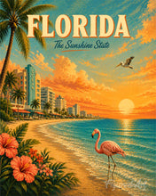 Laden Sie das Bild in den Galerie-Viewer, Malen nach Zahlen Figured'Art – Vintage-Poster Florida - The Sunshine State