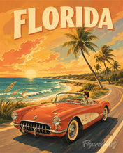Laden Sie das Bild in den Galerie-Viewer, Malen nach Zahlen Figured'Art – Vintage-Poster Florida