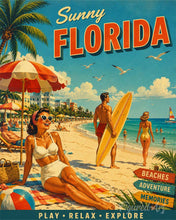Laden Sie das Bild in den Galerie-Viewer, Malen nach Zahlen Figured'Art – Sonniges Florida Vintage-Poster