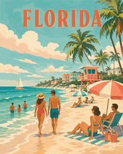 Laden Sie das Bild in den Galerie-Viewer, Malen nach Zahlen Figured'Art – Vintage-Poster der Küste Floridas
