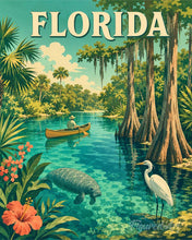 Laden Sie das Bild in den Galerie-Viewer, Malen nach Zahlen Figured'Art – Vintage-Poster der Tierwelt Floridas