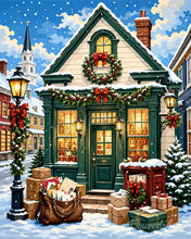 Laden Sie das Bild in den Galerie-Viewer, Malen nach Zahlen Figured'Art – Gemütliches Weihnachts-Cottage