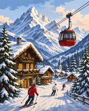 Laden Sie das Bild in den Galerie-Viewer, Malen nach Zahlen Figured'Art – Winterurlaub in den Alpen