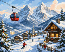 Laden Sie das Bild in den Galerie-Viewer, Malen nach Zahlen Figured'Art – Weihnachtliche Auszeit in den Alpen