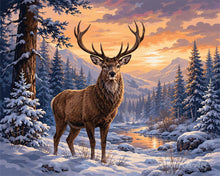 Laden Sie das Bild in den Galerie-Viewer, Malen nach Zahlen Figured'Art – Majestätischer Winterhirsch