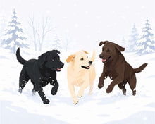 Laden Sie das Bild in den Galerie-Viewer, Malen nach Zahlen Figured'Art – Winterliches Hundespiel
