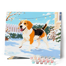 Laden Sie das Bild in den Galerie-Viewer, Beagle im Schnee