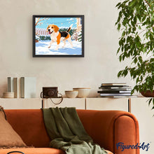 Laden Sie das Bild in den Galerie-Viewer, Beagle im Schnee