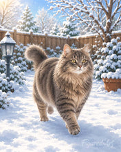 Laden Sie das Bild in den Galerie-Viewer, Malen nach Zahlen Figured'Art – Schneeverzauberte Katze