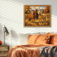 Laden Sie das Bild in den Galerie-Viewer, Pferde auf der Herbstwiese