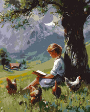 Laden Sie das Bild in den Galerie-Viewer, Malen nach Zahlen Figured'Art – Vintage-Gemälde einer Lesenden auf dem Land