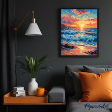 Laden Sie das Bild in den Galerie-Viewer, Wellen bei Sonnenuntergang