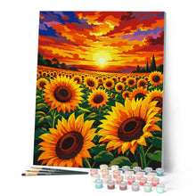 Laden Sie das Bild in den Galerie-Viewer, Sonnenblumenfeld bei Sonnenuntergang