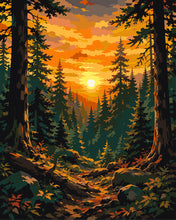 Laden Sie das Bild in den Galerie-Viewer, Malen nach Zahlen Figured'Art – Goldener Kiefernwald