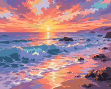 Laden Sie das Bild in den Galerie-Viewer, Malen nach Zahlen Figured'Art – Goldene Stunde am Meer