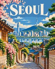 Laden Sie das Bild in den Galerie-Viewer, Malen nach Zahlen Figured'Art – Reiseposter Seoul