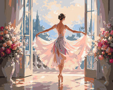 Laden Sie das Bild in den Galerie-Viewer, Malen nach Zahlen Figured'Art – Tanzende Ballerina Silhouette