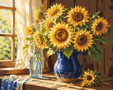Laden Sie das Bild in den Galerie-Viewer, Malen nach Zahlen Figured'Art – Goldener Sonnenblumenstrauß